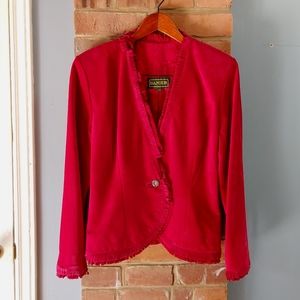 Vintage Danier Red Suede Fringed Blazer Jacket Womens Size Large Made in Canada